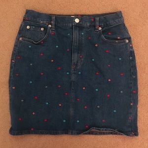 & Other Stories Rainbow Polka Dot Denim Skirt